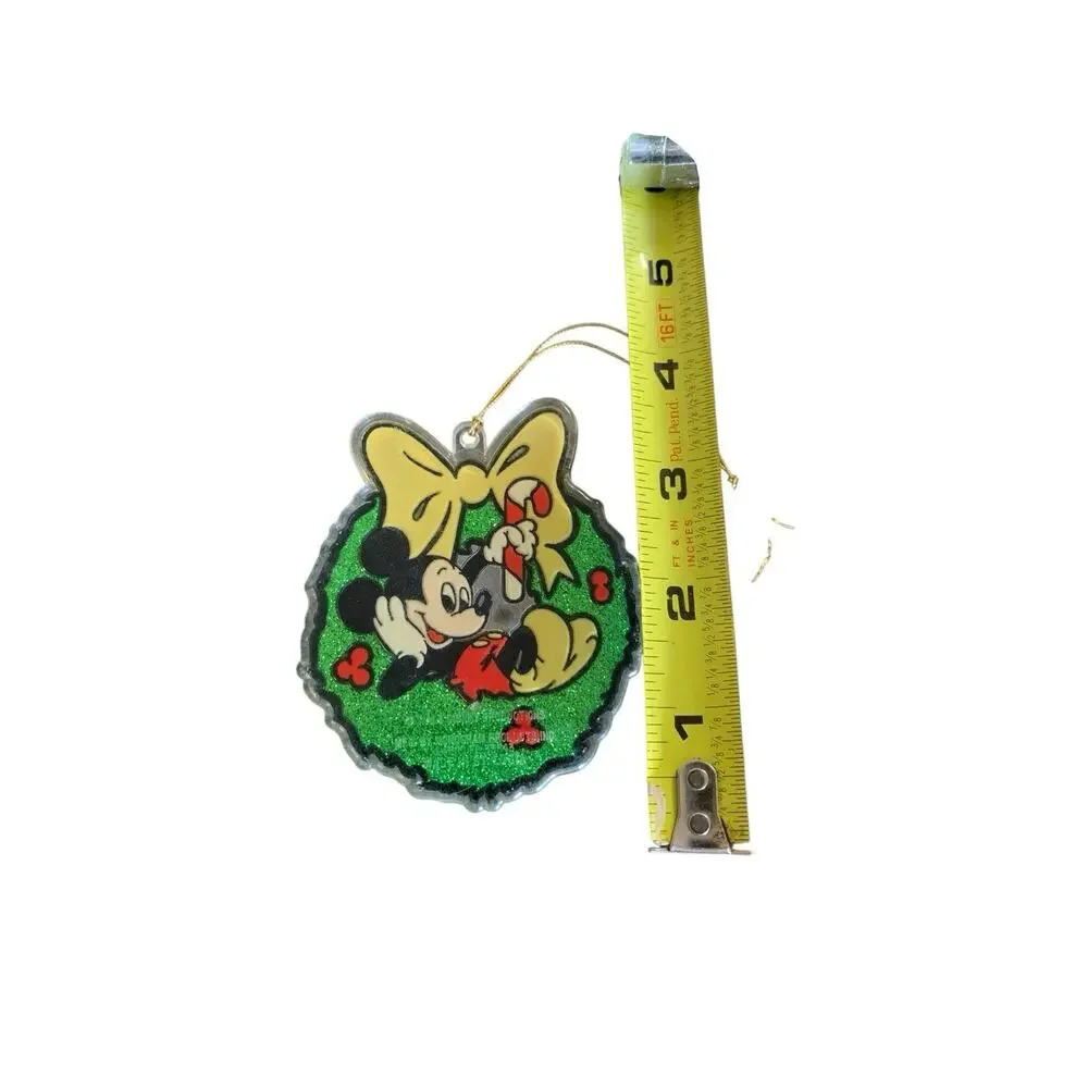 Vintage Disney Mickey Mouse Acrylic Plastic Ornament Wreath CandyCane Suncatcher